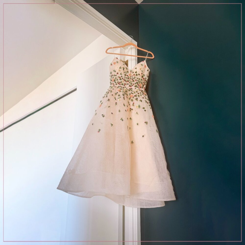 $5990 New Monique Lhuillier Crystal Bead Embellished Floral Tulle Runway Dress - Picture 15 of 16